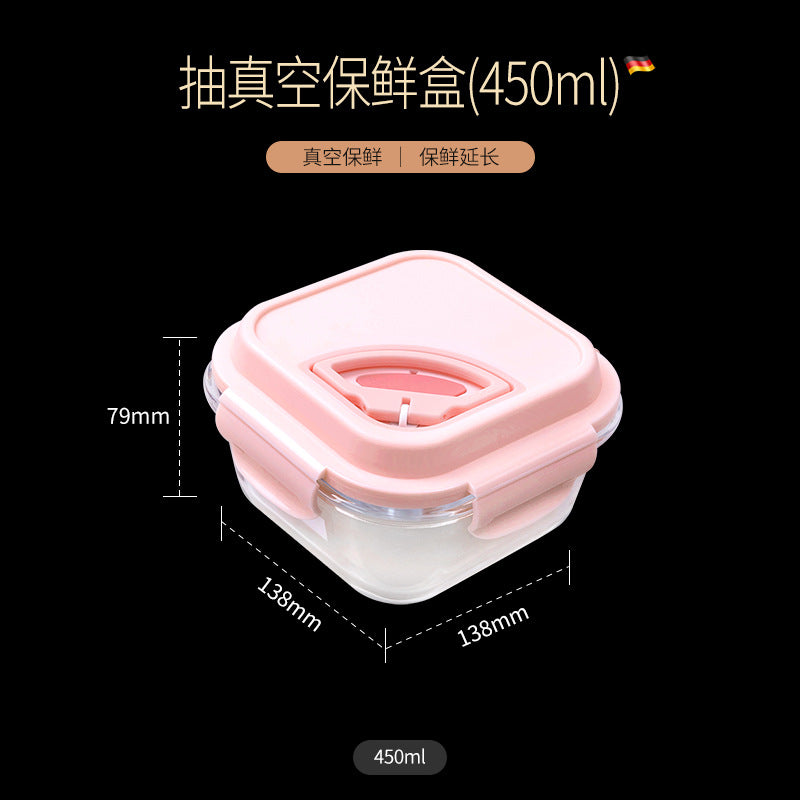 Portable glass portable lunch box household high temperature resistant with lid microwave refrigerator storage box fruit sealed fresh-keeping box