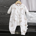 Summer cotton air conditioning suit baby thin one-piece three-quarter sleeve pajamas split leg sleeping bag