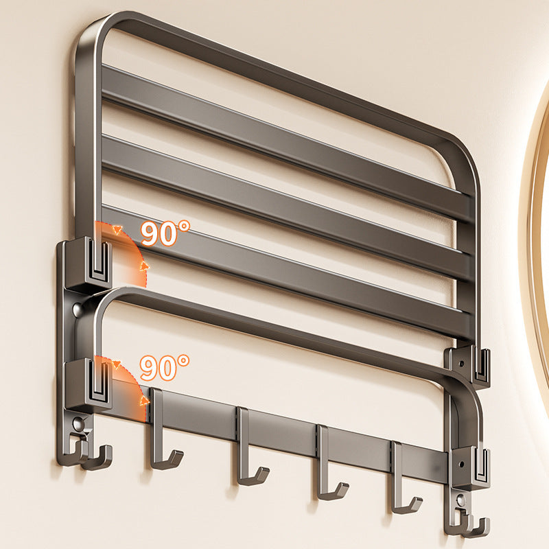 Factory supply bath towel rack suit bathroom punch-free storage rack bathroom toilet space aluminum wall-mounted towel rack