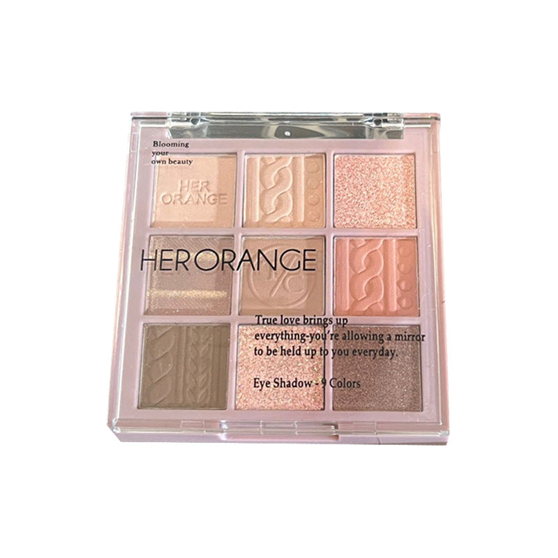 HERORANGE~ Nine-color eyeshadow disc, matte pearlescent fine flash, makeup color development, high-gloss grooming and brightening integrated disc