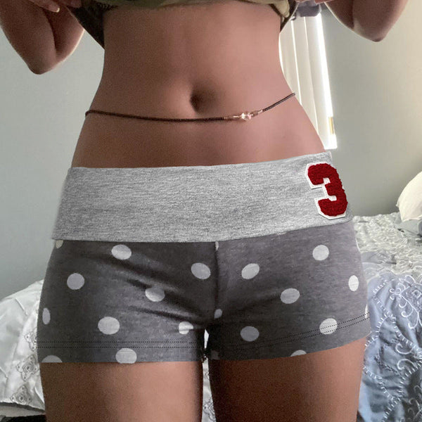 Foreign trade new women's clothing polka dot digital patch contrasting color low waist short Spice Girl three-point pants home casual shorts summer