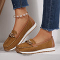 plus sizespring2026new arrivalthick sole round toe metal buckle low-top shoes fashioncasualplus size bean shoes