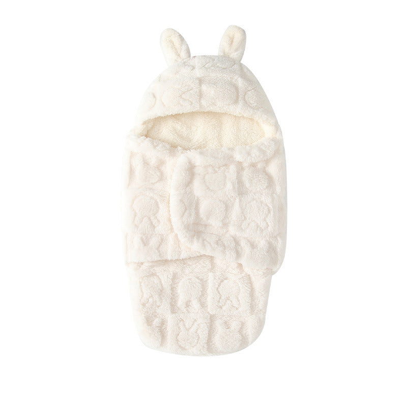 0-12 months baby autumn/winter thickened anti-startle sleep sack, coral fleece newborn swaddle, baby outdoor anti-kick blanket