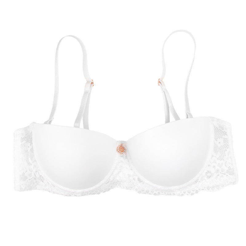 fashionsexylace edge glossy intimates small breasts gathered with steel rims to prevent sagging plaid breathable bra for women