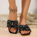 Plus size women's summer sandals & slippers -  new collection: bowknot rhinestone flat slide sandals - ready to ship