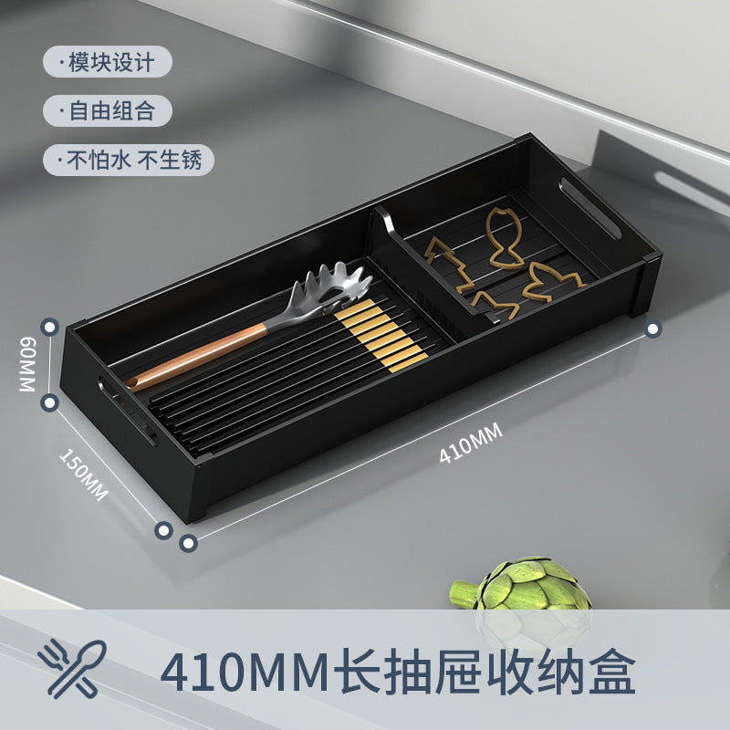 Kitchen drawer storage box partition tableware household finishing cabinet built-in grid knife fork chopsticks kitchen utensils rack