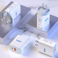 Pd20w charger head uk plug us & eu certified dual port compatible with apple & xiaomi qc3.0 fast charging dual protocol
