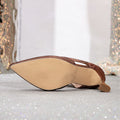 Women's brown slip-on zipper heeled mules, stiletto fashion pointed toe minimalist high heel single shoes for women
