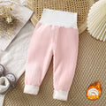Kidsheattech pants baby fleece-lined long johns fall and wintergirl boys thickened high waist belly pants baby bottom pajamas