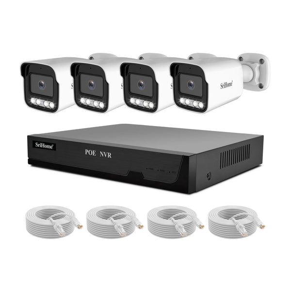 Srihome8 5 million high definition surveillance camera full color night vision POE surveillance set NVR video recorder