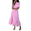 european and american export women's clothing: new summer dresses - french chic solid color tie-waist bubble sleeve maxi dress