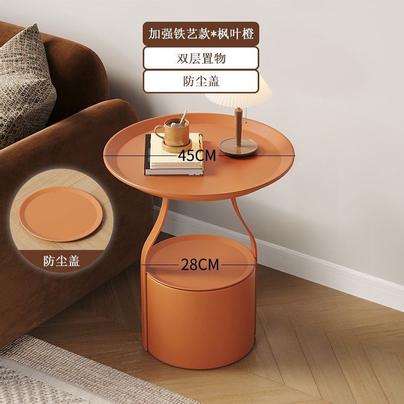 Accessible luxury sofa coffee table movable coffee table small apartment casual bedroom bedside study storage rack balcony round table