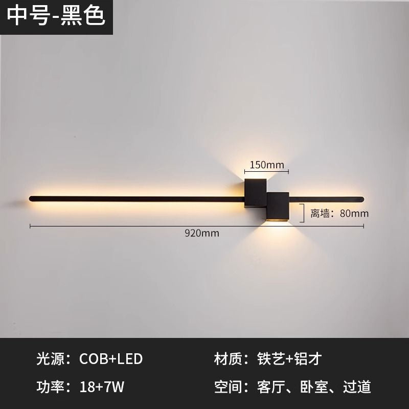 Wall lamp bench living room background wall grids modern casualnormcoreaccessible luxury one-shaped bedroom aisle bedside lamp