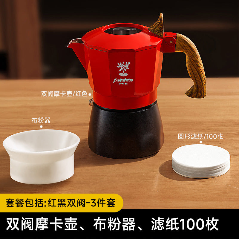 New color-blocked double valve moka pot - portable coffee maker for outdoor camping, coffee set gift