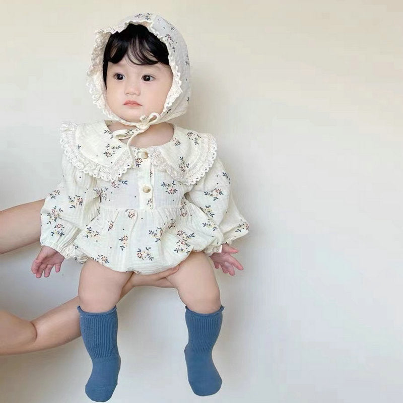 Infant and toddler spring and autumn clothing, baby girl long-sleeved romper, perfect for full-month, 100-day celebrations, princess-style, super cute and sweet, outdoor play suit