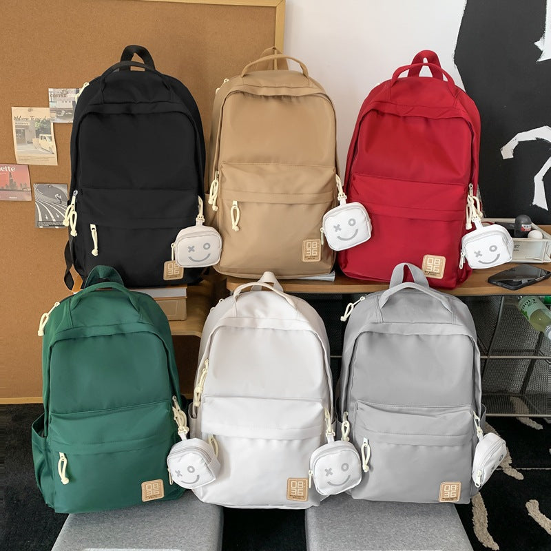 New classic multifunctional backpack - large capacity, waterproof, with hanging pouch - minimalist design for middle school students, class, leisure, and travel