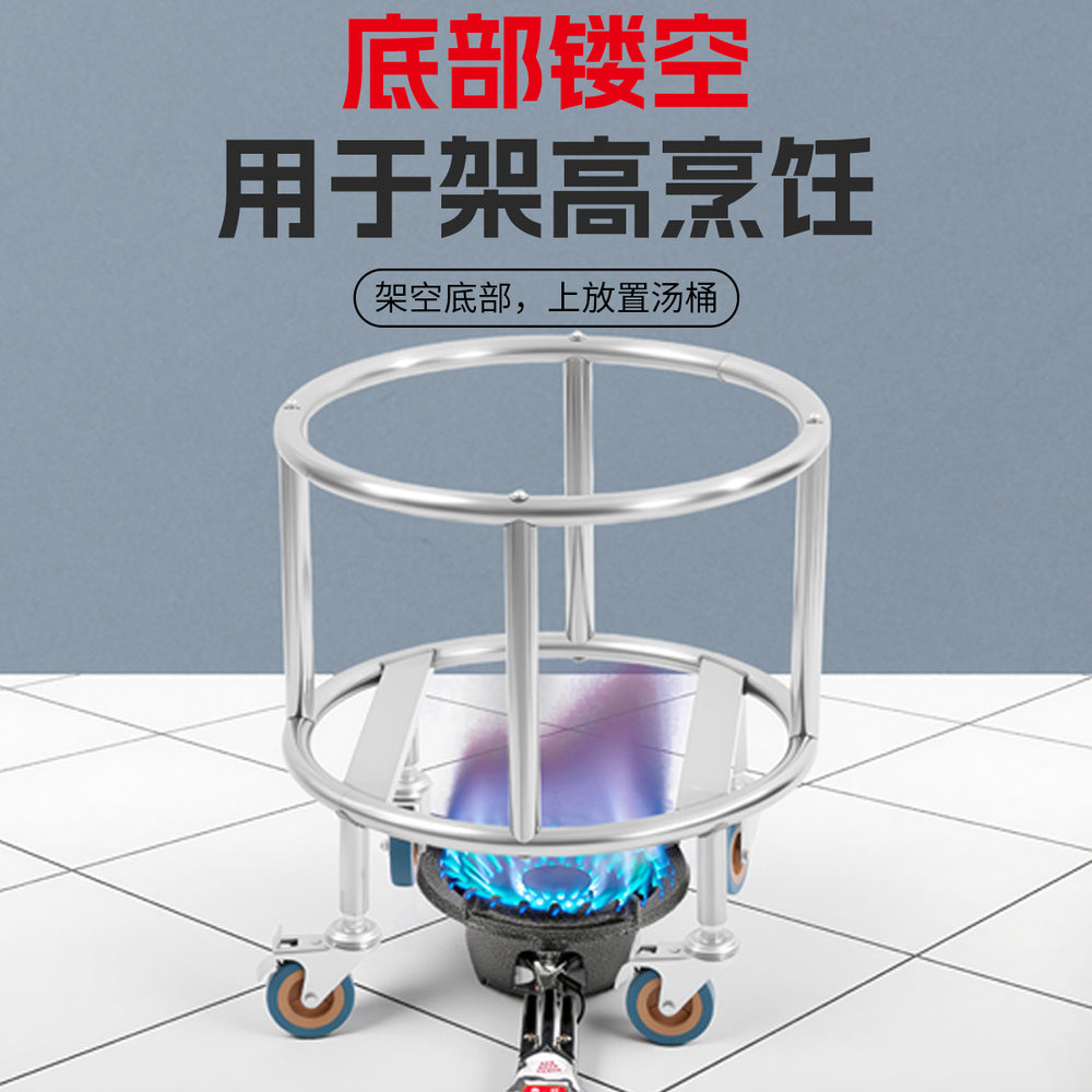 Stainless steel soup bucket turnover cart insulation bucket storage rack kitchen multifunctional wheeled movable cart floor bucket rack