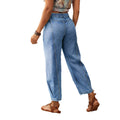 European and american cross-border casual patchwork denim jeans - women's washed loose straight-leg wide-leg pants