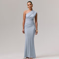 Amazon us & europe women's clothing  summer new fashion solid color elegant one-shoulder sexy slim-fit dress wholesale