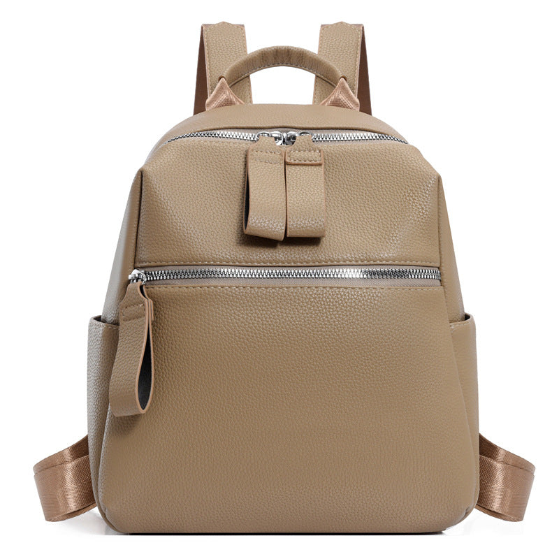 Cross-border backpack backpack women's 2024 new large-capacity travel backpack premium sense PU soft leather commuter leisure bag