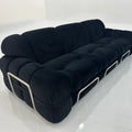 Nordic light luxury retro steel tooth velvet fabric sofa italian medieval style house living room small apartment three-seater