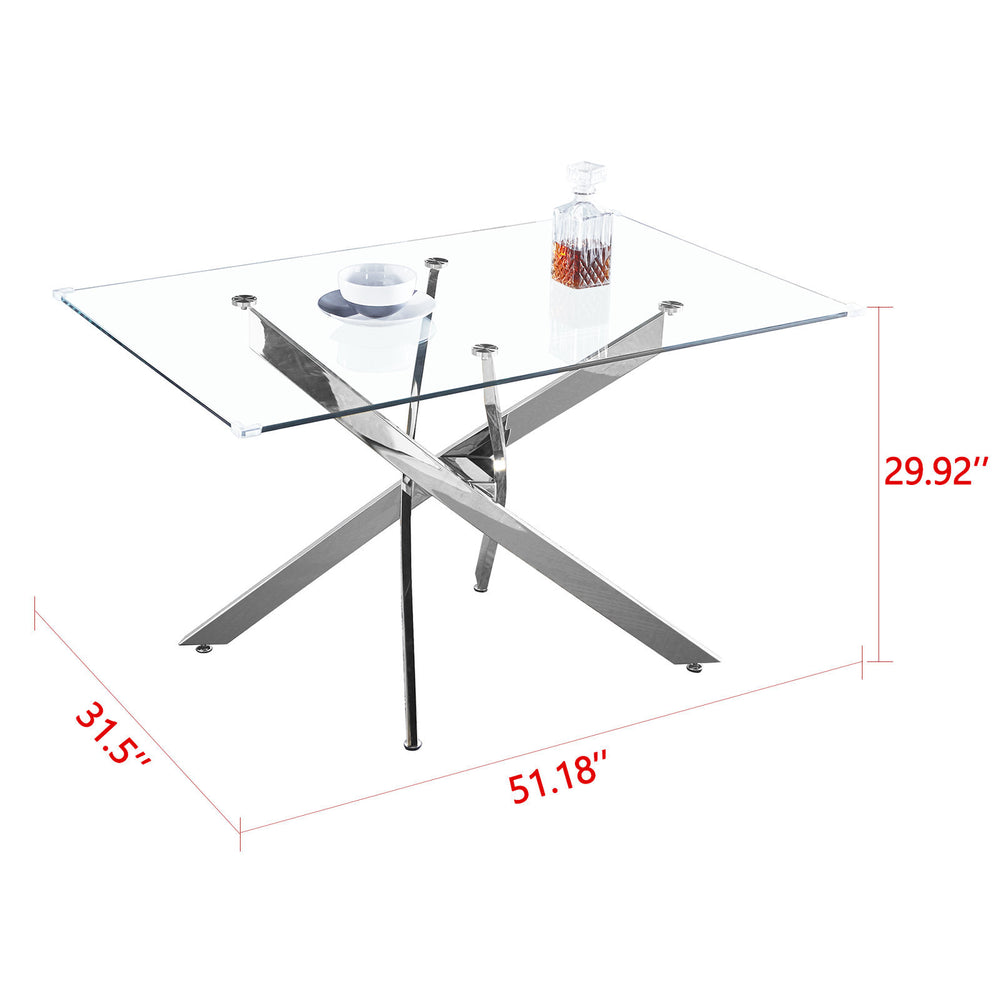 Tempered glass dining table - modern minimalist design for small spaces - rectangular dining table and chairs set