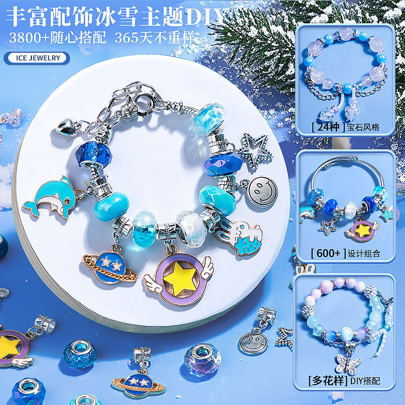 Children's Day Girls Jewelry Jewelry Box Puzzle DIY Beaded Toys Cartoon Play House Jewelry Birthday Gift