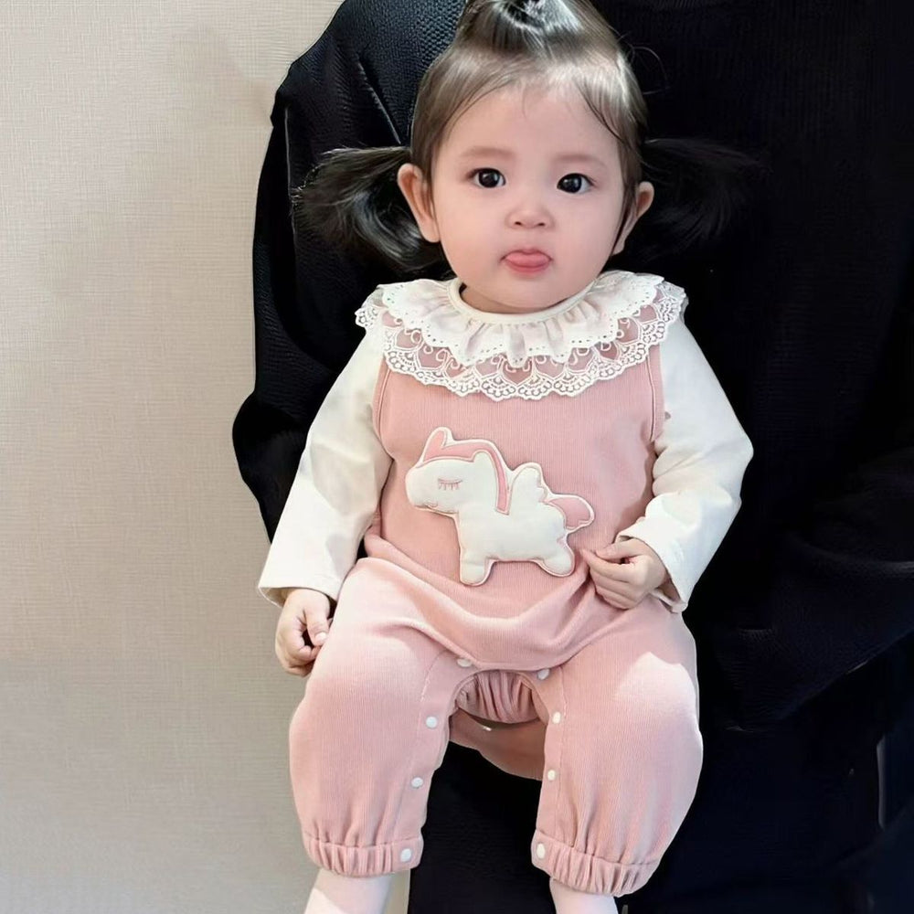 Spring & fall style clothes, fashionable baby onesie, baby girl super cute baby clothes, overalls suittwo-piece set