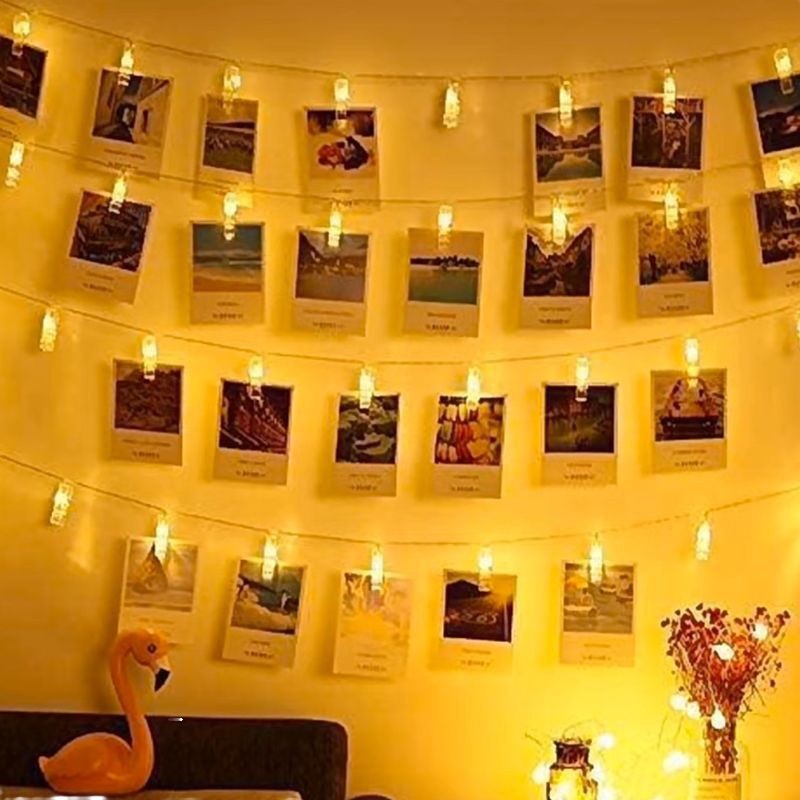 Cross-border led clip light string photo wall room decoration lights creative marriage proposal USB battery box copper wire light