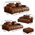 Retro style cat scratch oil wax leather puff sofa living room for home small apartment apartment straight row american square sofa