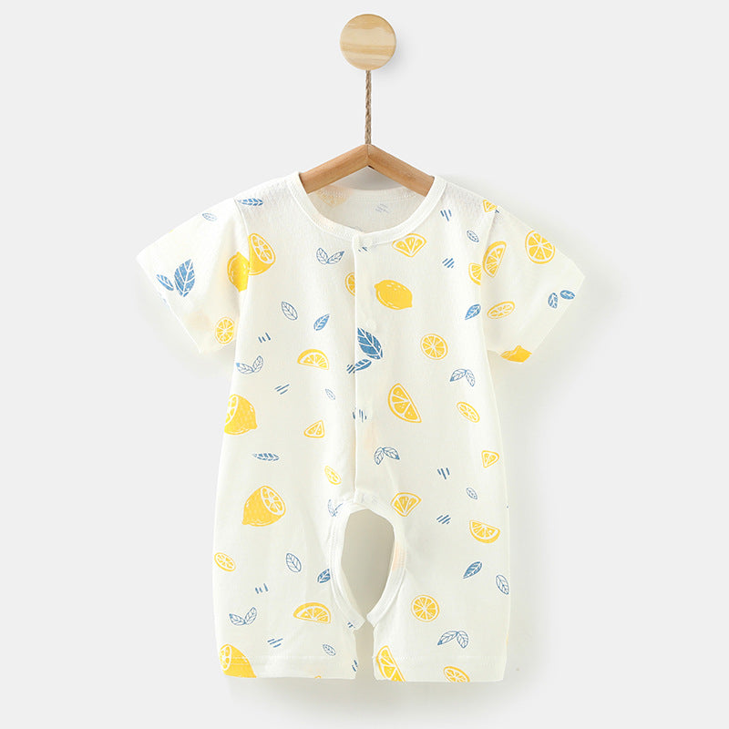 Baby short-sleeve romper, 100% cotton, newborn infant sleep sack, crawling suit, 0-1 year old, summer lightweight clothing