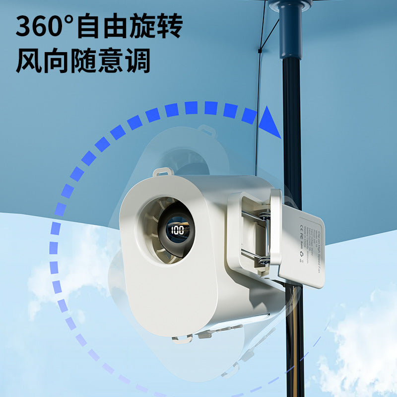 new product outdoor waist fan multi-functional portable mini high-speed clip umbrella small fan factory direct supply