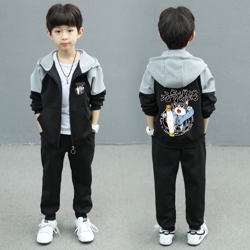 Boys' spring outfit set, kids' spring tracksuit two-piece set,  new arrival, big kids' sweatshirt, spring/autumn style, trendy and stylish