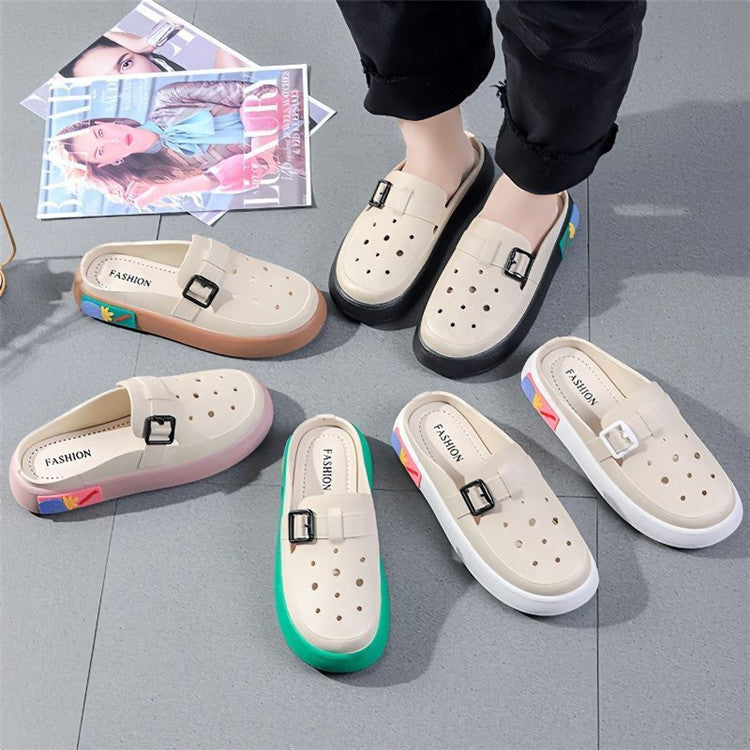 Women's summer slippers 2023 new fairy style sandals, trendy versatile platform slides, cloud-like comfort, thick sole beach shoes