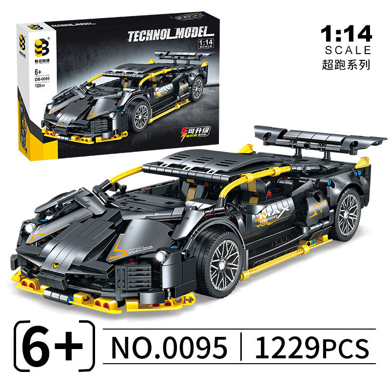 New compatible pull-back car building blocks lamborghini sports car model series green bull small particles children's educational assembly toy wholesale