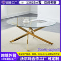 Dining tables cross-border  popular round table classy rectangular table tempered glass dining table