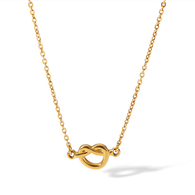 European and american fashion ins minimalist 18k gold plated knotted necklace titanium steel short rope cross pendant four-piece jewelry set