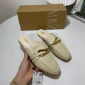 2024 spring new tr women's shoes white metal decoration detail slingback boat shoes round toe half slippers flats shoes