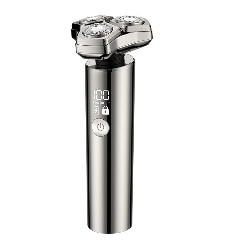 Smart anti-pinch shaver with floating magnetic triple heads, washable, led digital display, and multi-function design