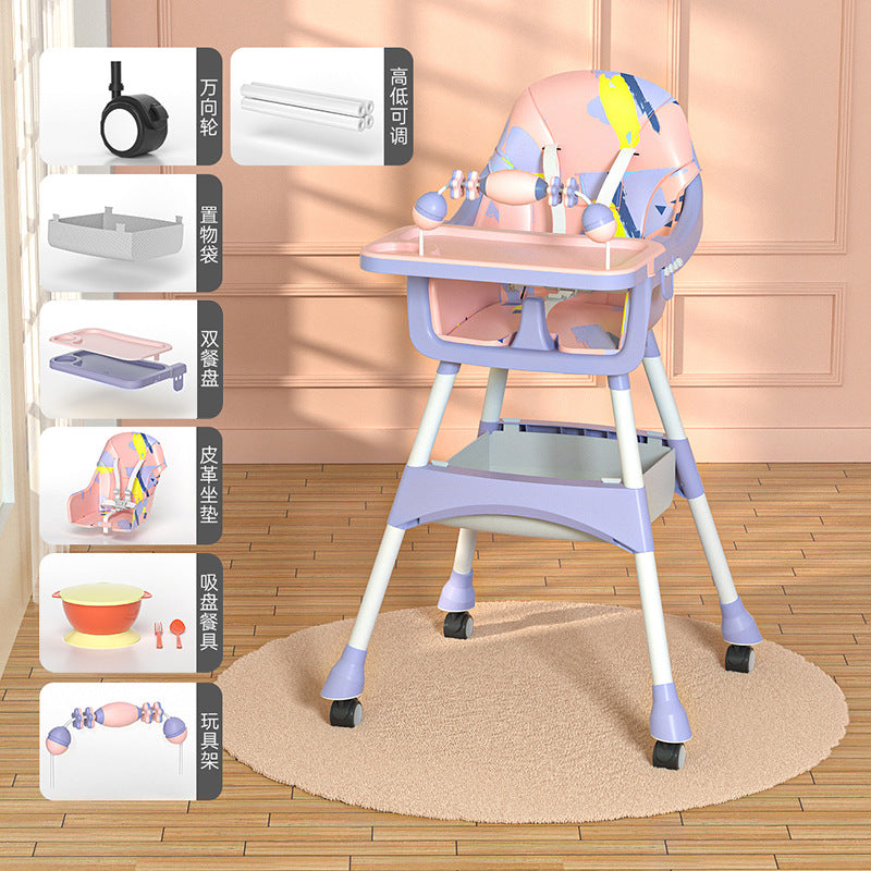 Baby Children Height and Thicker Multifunctional Adjustable Children's Home Mobile Dining Chair Plastic Foldable Customizable