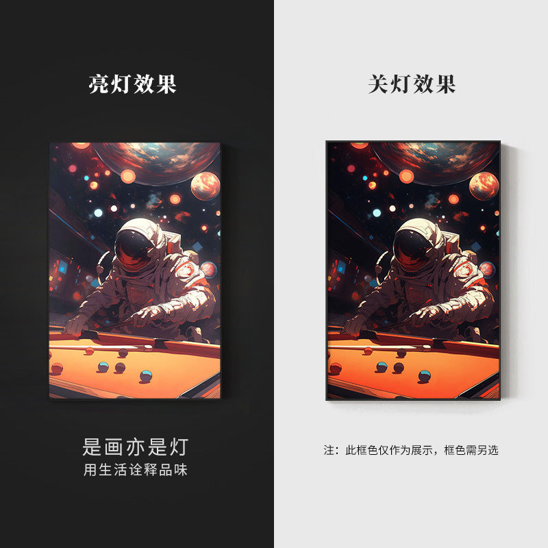 Black eight ball astronaut billiard hall wall decoration painting luminous billiard room hanging painting chess and card club atmosphere light painting