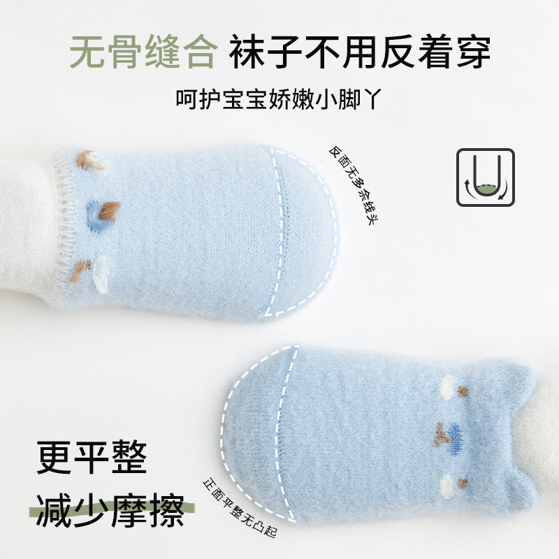 Babylon three-pair baby socks category a dot glue non-slip floor socks cartoon boneless loose mouth infant socks