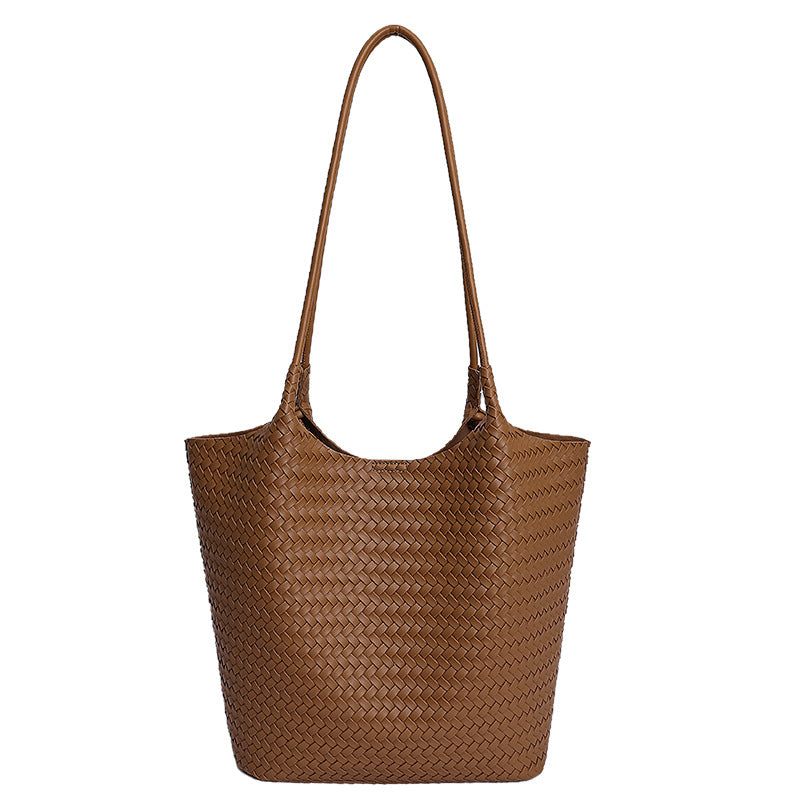 2026 spring new woven texture bag women's minimalist versatile underarm bag large capacity commuter tote shoulder bag
