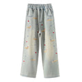 Girls' jeans - spring/autumn collection  - new spring styles - trendy wide-leg pants for older girls - middle school spring straight-leg trousers