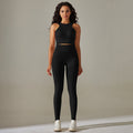 fashion seamless peach solid color tight high elastic vest yoga suit sports fitness yoga suit two-piece set