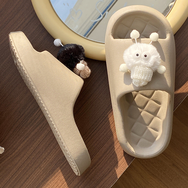 Cute 3d sock slippers for women, summer outdoor wear, thick sole, non-slip eva, indoor home one-strap slides, couple's sandals