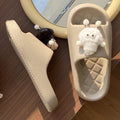 Cute 3d sock slippers for women, summer outdoor wear, thick sole, non-slip eva, indoor home one-strap slides, couple's sandals