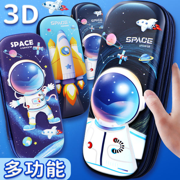 Large capacity 3D three-dimensional stationery box boy space astronaut pencil case high value primary school students multi-functional pencil case