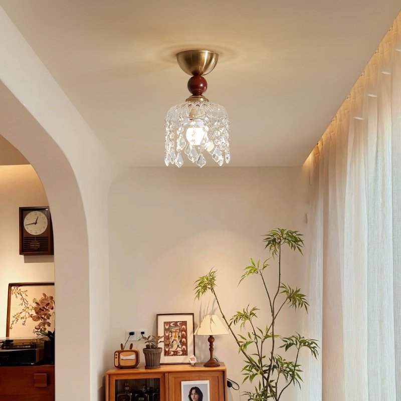 Aisle ceiling light All copper glass French retro entrance entrance Personality warm Internet celebrity cloakroom balcony lighting