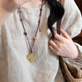 Braided rope maple leaf pendant necklace-x2012 gold b